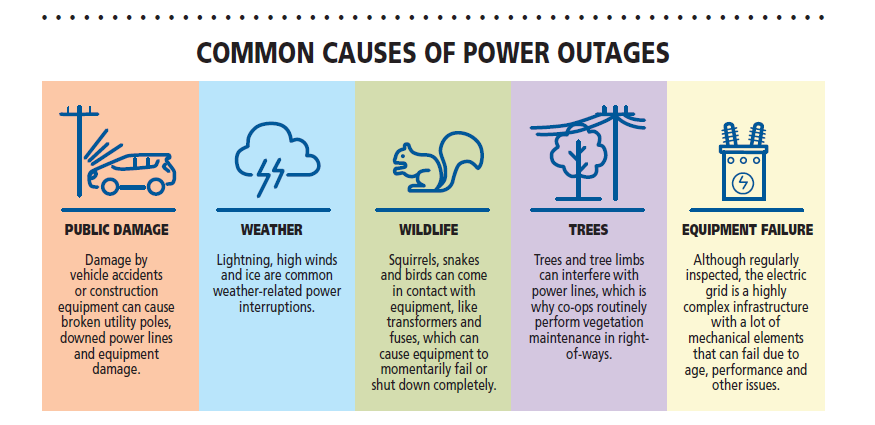 Graphic depicting common causes of power outages