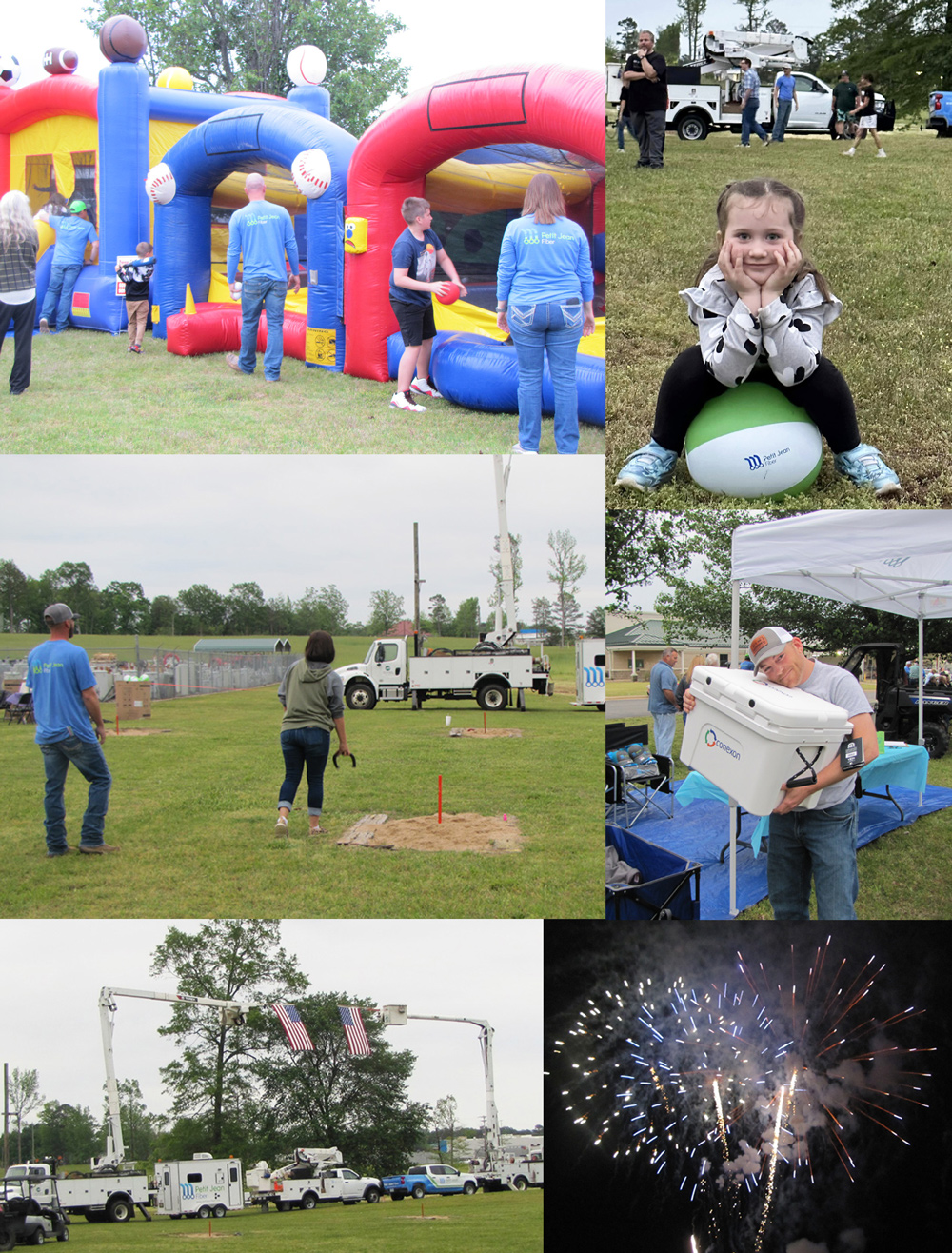 Various photos taken from the Fiber, Fireworks, Food and Fun event